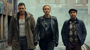 Orlando Bloom, Bryce Dallas Howard, and Nick Mohammed in DEEP COVER
