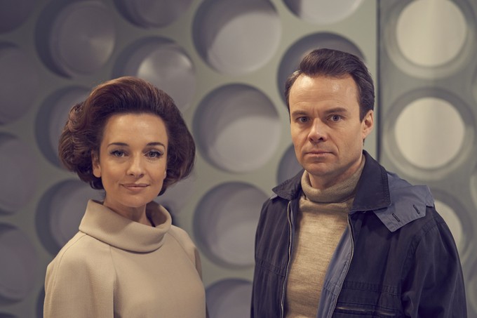 (l-r) Jemma Powell as Jacqueline Hill and Jamie Glover as William Russell 