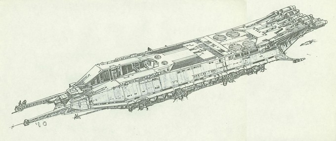 Battlestar developmental sketch (GALACTICA 1978) 