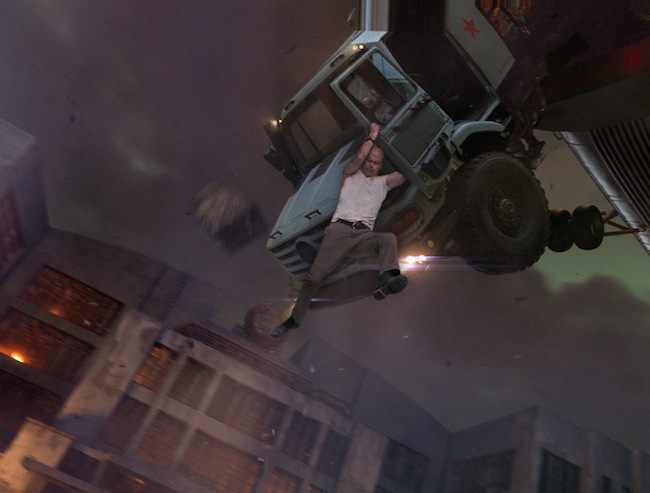 Bruce Willis in action in A GOOD DAY TO DIE HARD