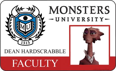 Dean Hardscrabble Faculty ID - MONSTERS UNIVERSITY
