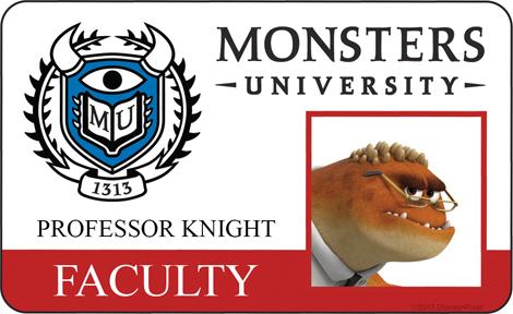 Professor Knight Faculty ID - MONSTERS UNIVERSITY