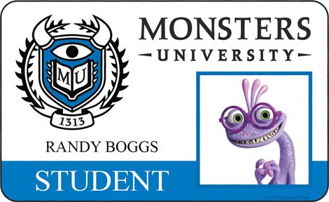 Randy Boggs Student ID - MONSTERS UNIVERSITY