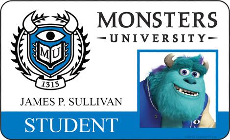 James P. Sullivan Student ID - MONSTERS UNIVERSITY