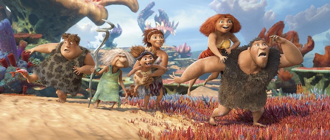 The members of the Croods family in THE CROODS