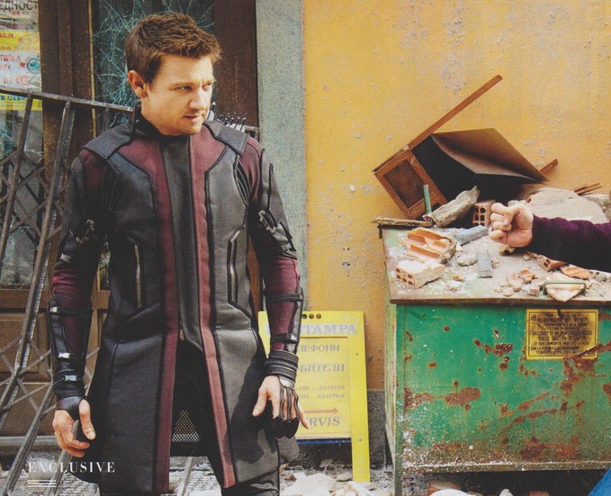 Jeremy Renner filming AVENGERS: AGE OF ULTRON  