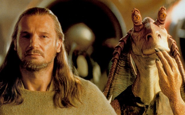 Liam Neeson and Jar Jar 