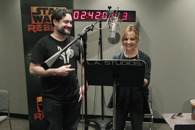 Sarah Michelle Gellar with REBELS Supervising Director/Executive Producer Dave Filoni.  