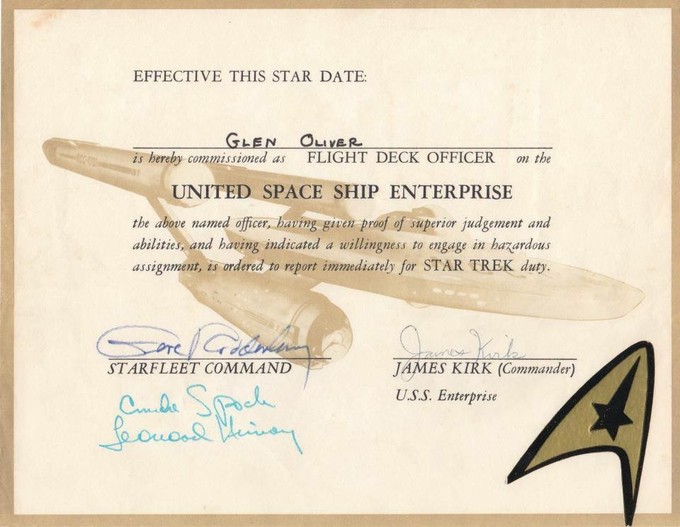 STAR TREK Flight Deck Certificate 