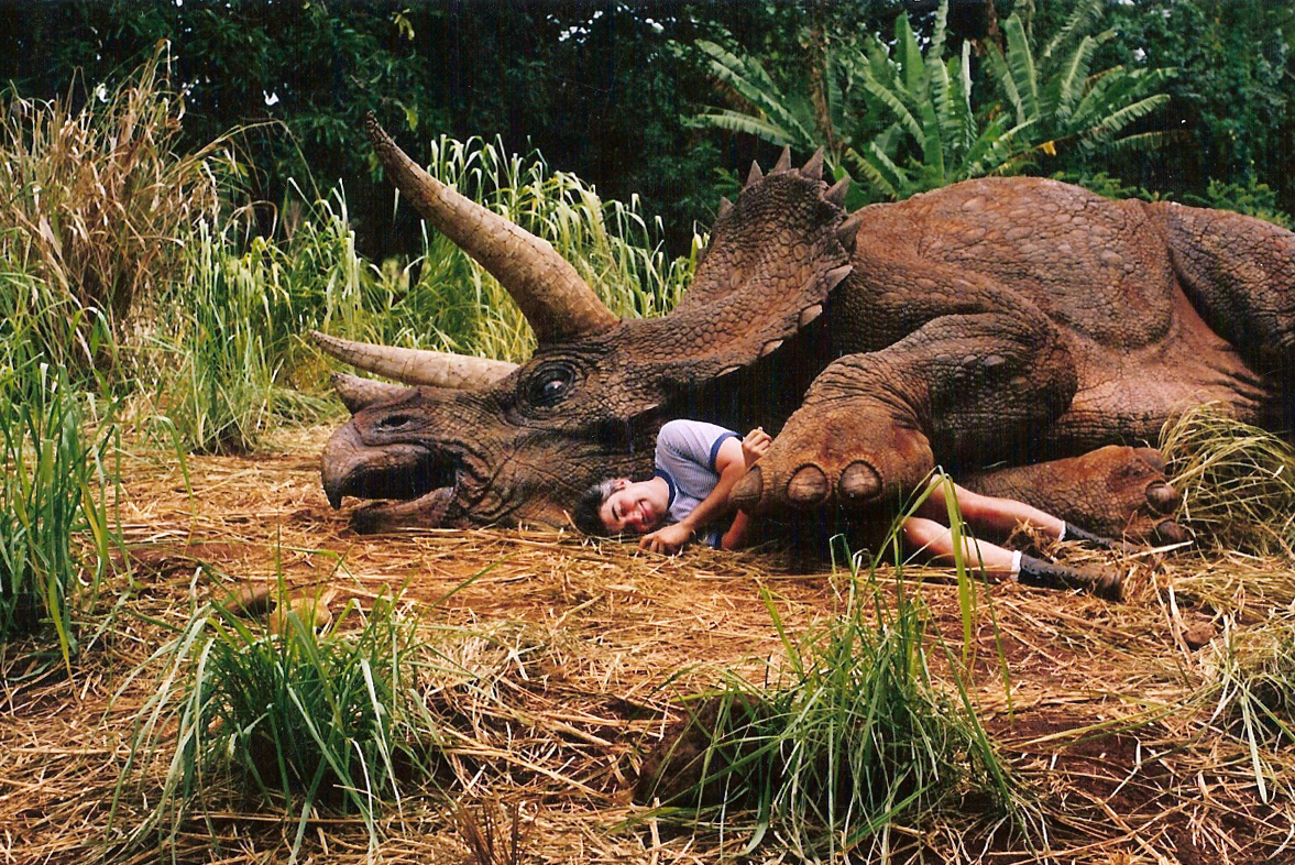 Shannon Shea Sleeps with the Triceratops from JURASSIC PARK.