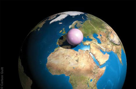 Atmosphere in a sphere compared to Earth
