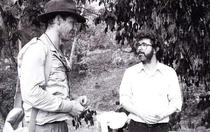 George Lucas on Indiana Jones set