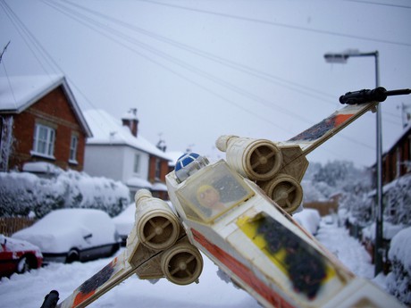 An X-Wing at Dawn in Snow