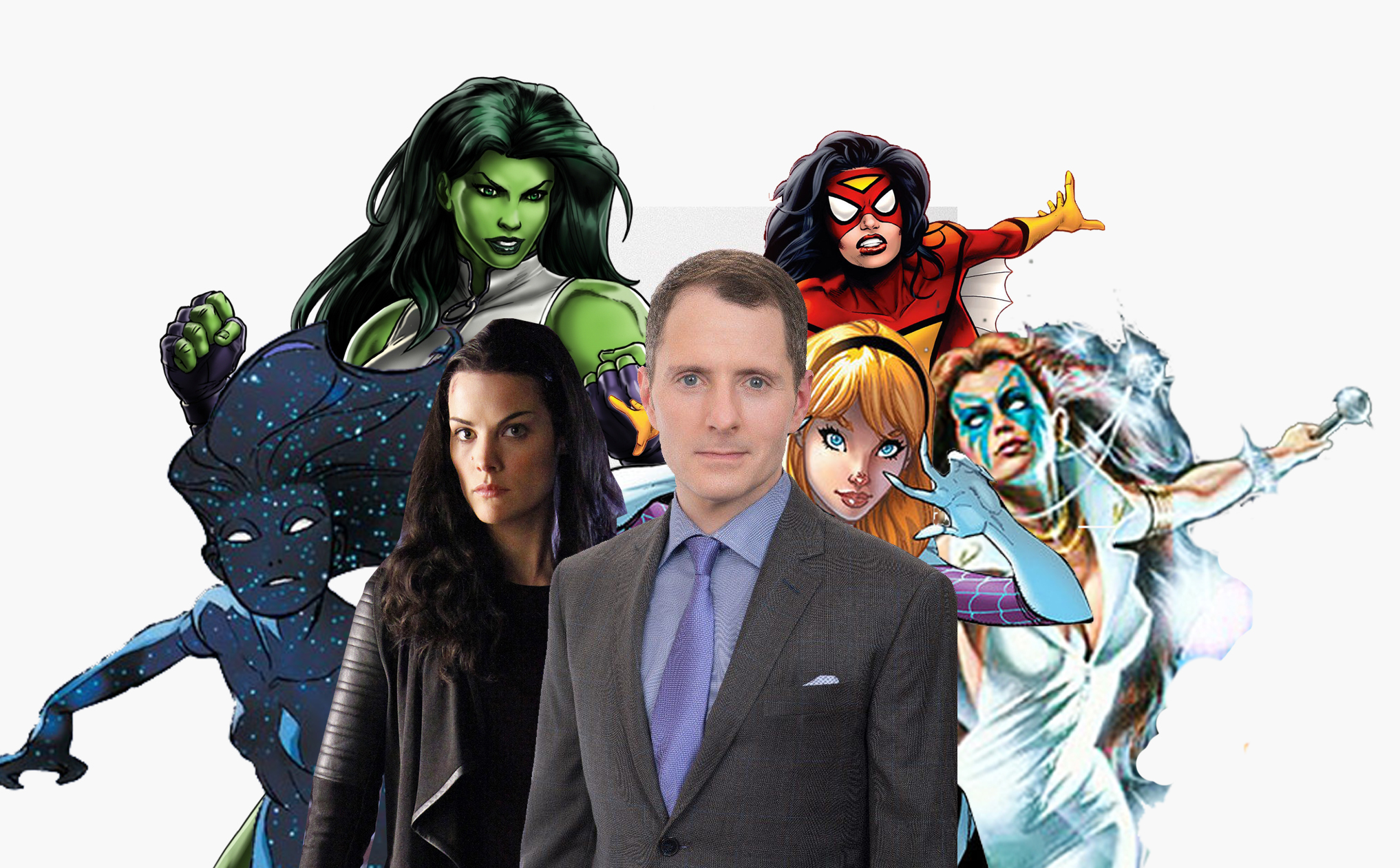 Allan Heinberg and some of the ladies of the Marvel Universe