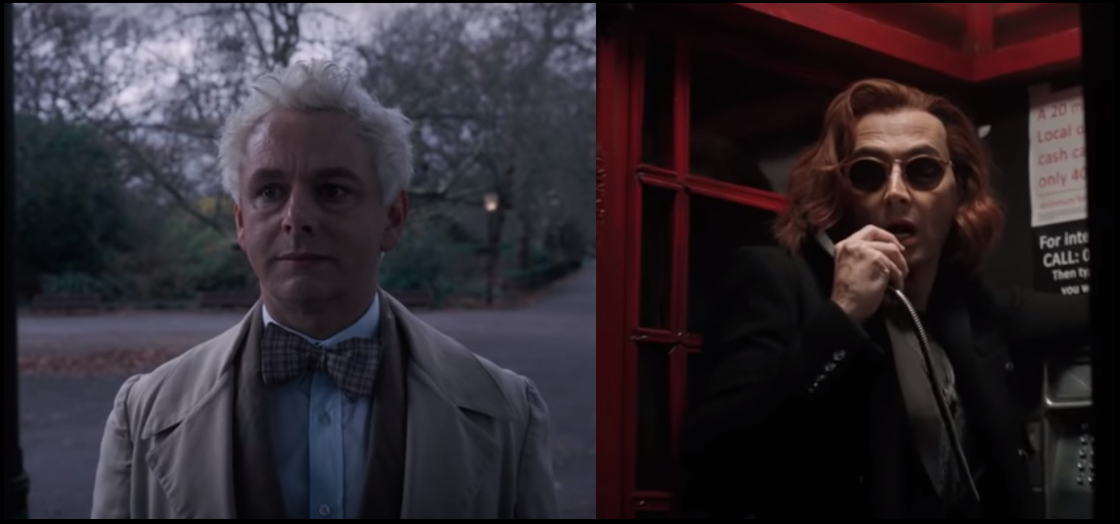 Michael Sheen as Aziraphale and David Tennant as Crowley in "Good Omens"