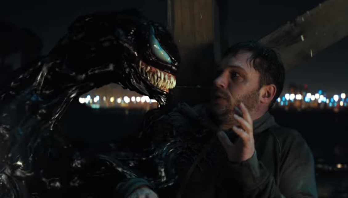 Eddie Brock and Venom have a chat in VENOM (2018)