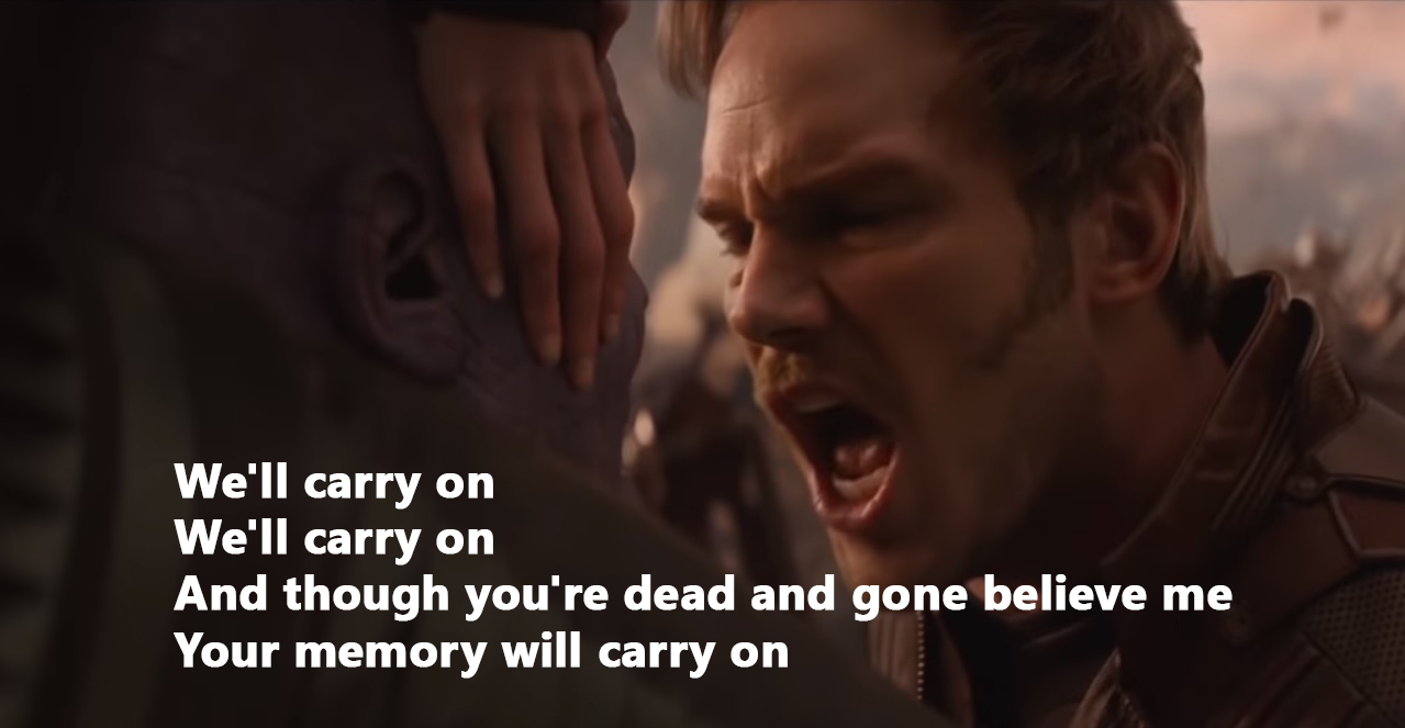 Starlord sings Thanos the best of My Chemical Romance