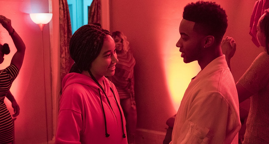 Amandla Stenberg as Starr and Algee Smith as Khalil in 2018's THE HATE U GIVE