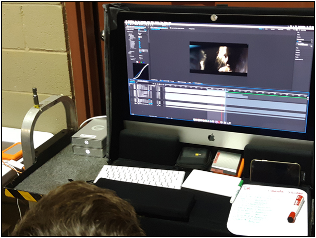 Video Village editing bay on ALONG CAME THE DEVIL 2