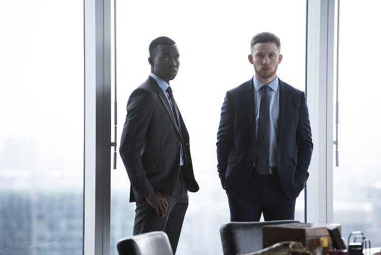 [L-R] Paapa Essiedu as Alexander Dumani and Joe Cole as Sean Wallace in the action/crime drama TV series, GANGS OF LONDON. Photo courtesy of RLJE Films.