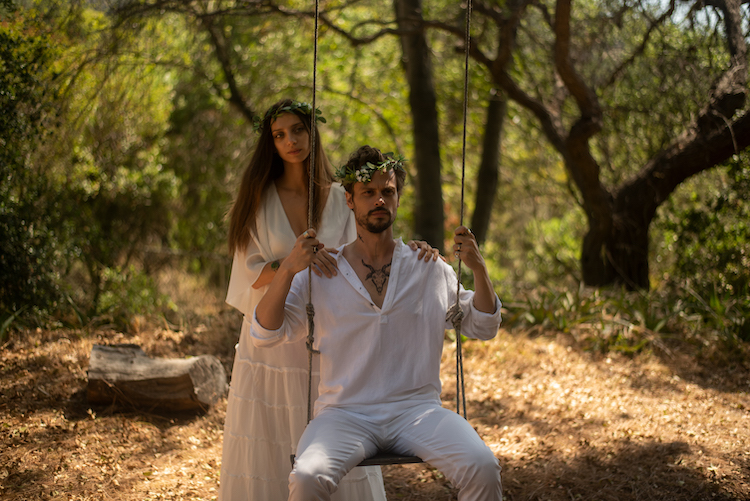 (L-R) Angela Sarafyan as Willow and Mathew Gray Gubler as Thorn in the comedy KING KNIGHT, a King Knight LLC release. Photo courtesy of King Knight LLC.