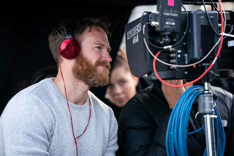 A behind the scenes still of director Josh Lawson from the romantic comedy film, LONG STORY SHORT, a Saban Films release. Photo courtesy of Brook Rushton.