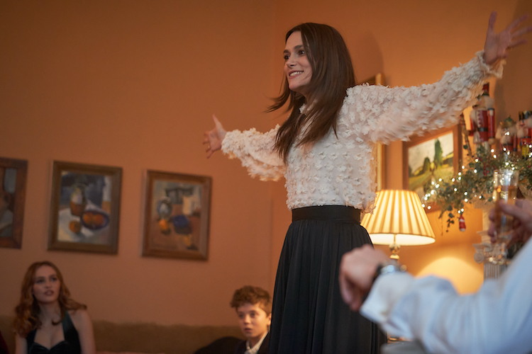 Keira Knightley in the drama/horror SILENT NIGHT, an AMC+ and RLJE Films release. Photo courtesy of AMC+ and RLJE Films.