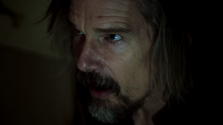 Ethan Hawke as Justin in the thriller film, ZEROS AND ONES, a Lionsgate release. Photo courtesy of Lionsgate. 