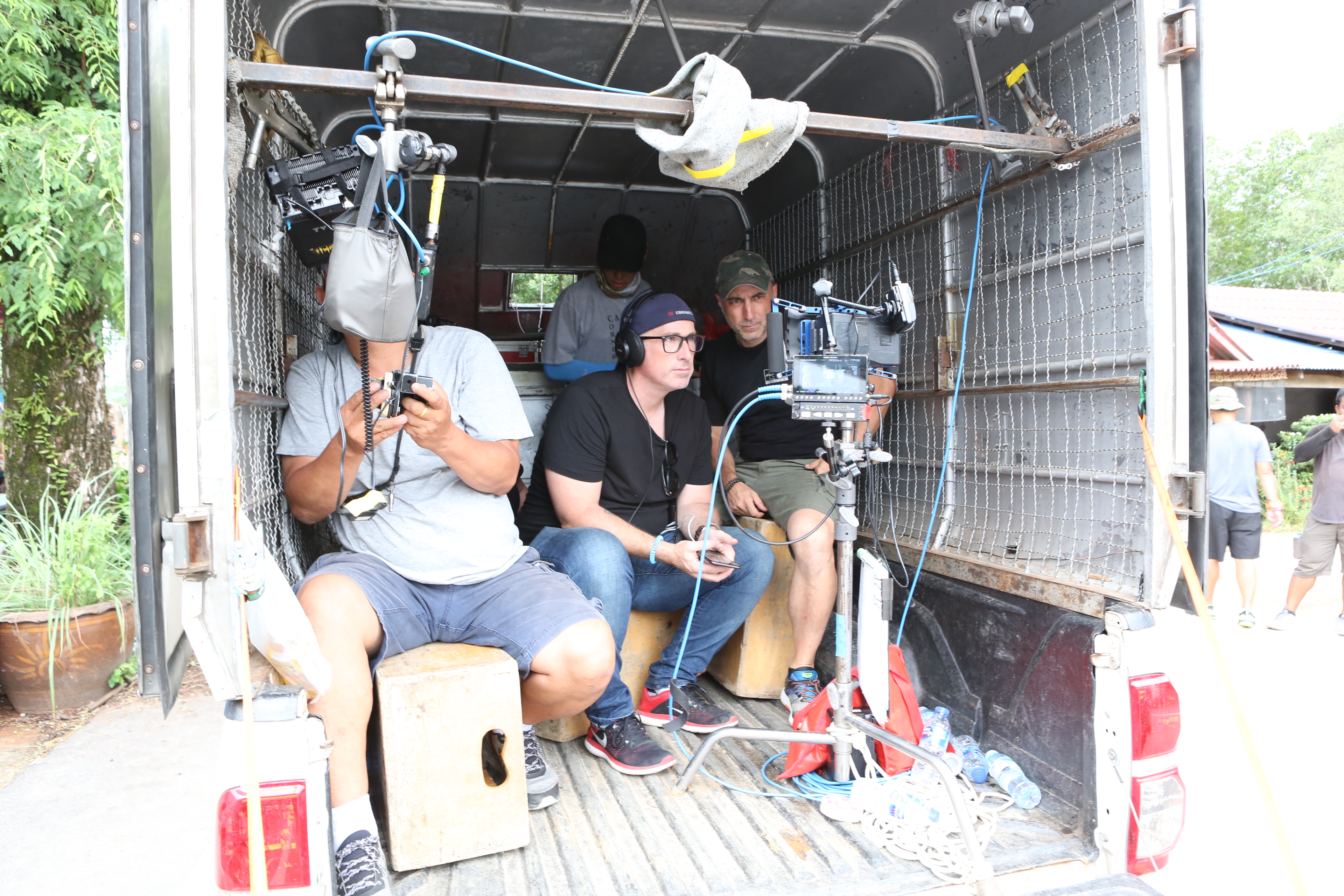 Behind the scenes photo of Director Darren Lynn Bousman on the set of the horror / thriller, “ DEATH OF ME ,” a Saban Films release. Photo Courtesy of Saban Films