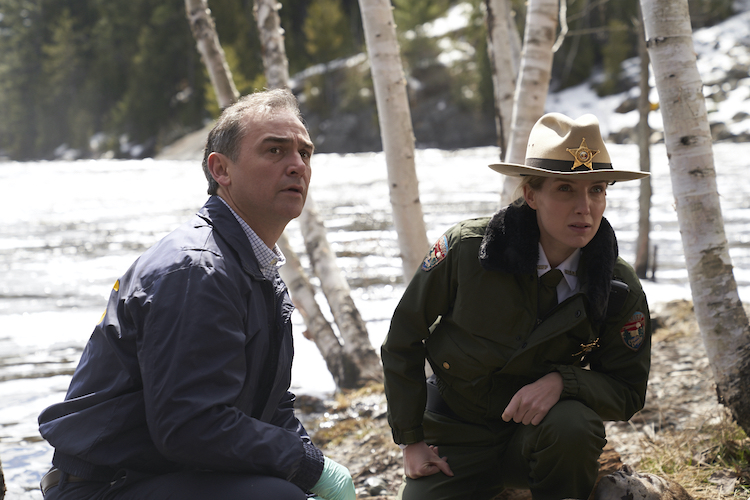 (L - R) Shaun Smyth as Dr. Boone and Annabelle Wallis as Sheriff Alice Gustafson in the thriller, THE SILENCING, a Saban Films release. Photo Courtesy of Saban Films.