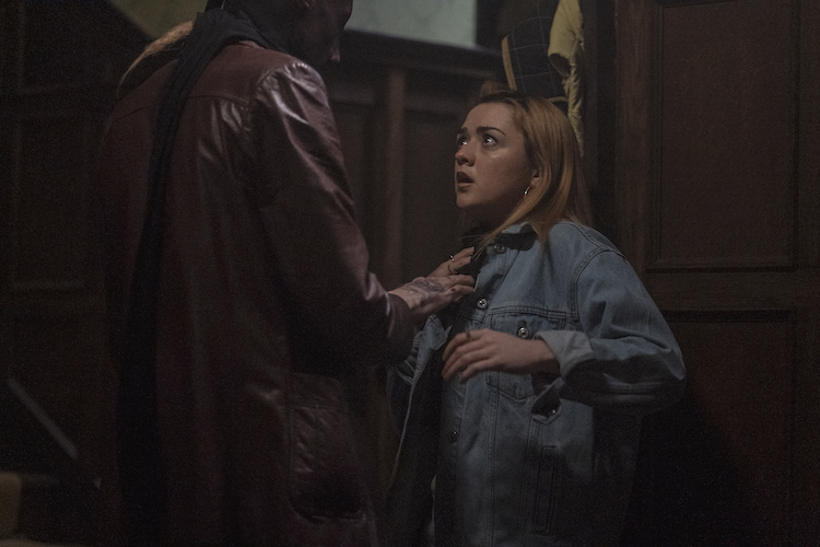 (L - R ) Jake Curran as Gaz and Maisie Williams as Mary in the thriller , THE OWNERS , a RLJE Films release. Photo courtesy of RLJE Films