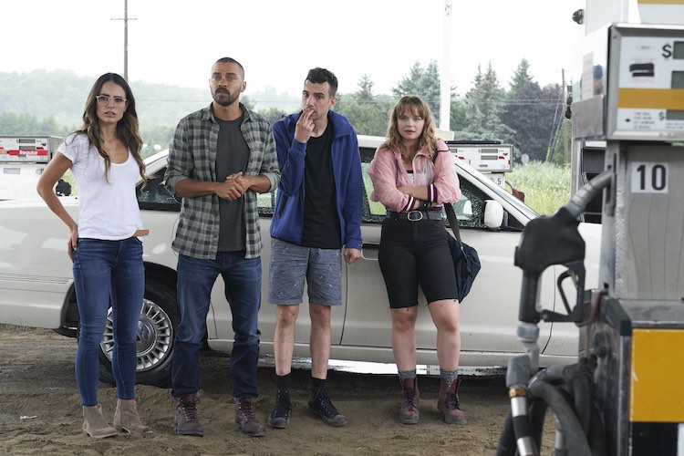 (L-R) Jordana Brewster, Jesse Williams, Jay Baruchel, and Niamh Wilson in RANDOM ACTS OF VIOLENCE