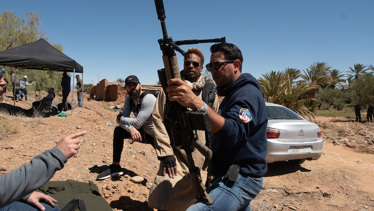 Director Hicham Hajji behind the scenes of the action film REDEMPTION DAY , a Saban Films release. Photo courtesy of Saban Film