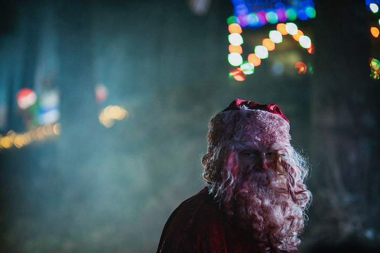 Abraham Benrubi as Santa in the horror film, CHRISTMAS BLOODY CHRISTMAS, a Shudder and RLJE Films release. Photo courtesy of Shudder and RLJE Films.