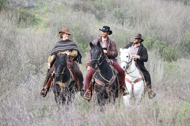 (L-R) Zachary Keller as Little Pete, Tom Hopper as Bear John, and Cowboy Cerrone as Minor Wilson in the horror/thriller, PLACE OF BONES, a The Avenue release. Photo courtesy of The Avenue.