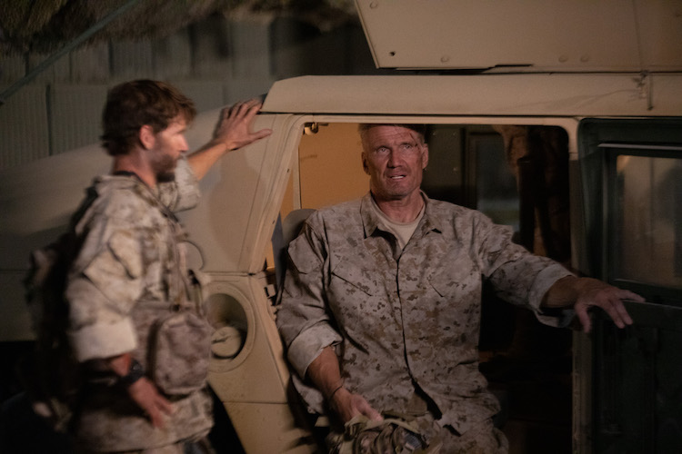 (L-R) Ryan Kwanten as Jake Atherton and Dolph Lundgren as Tom Mason in the action film, SECTION 8, an AMC+ and RLJE Films release. Photo courtesy of AMC+ and RLJE Films.