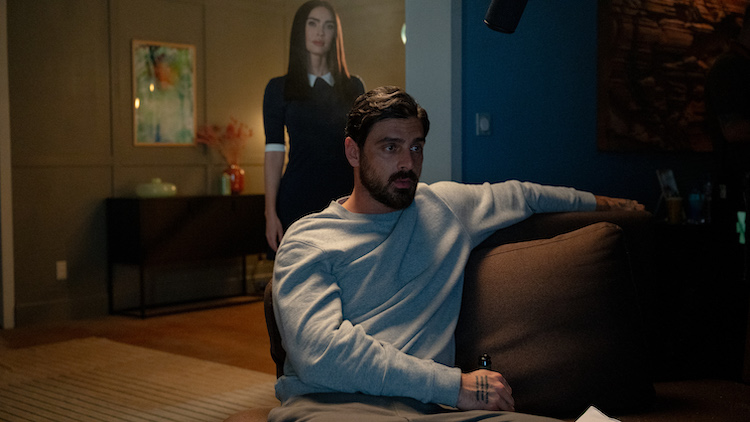 [L-R] Megan Fox as “Alice” and Michele Morrone as “Nick” in the Sci-Fi/Thriller, SUBSERVIENCE, an XYZ Films release. Photo courtesy of XYZ Films. 