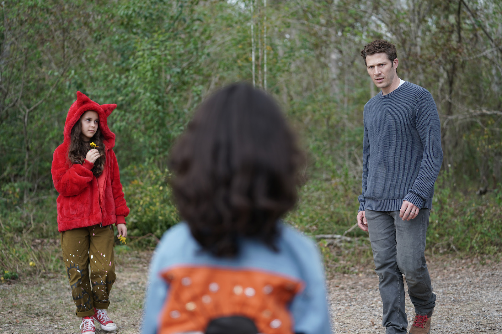 (L - R) Briella Guiza as Lucy and Zach Gilford as Ben in the supernatural horror/thriller, THERE'S SOMETHING WRONG WITH CHILDREN, a Paramount Home Entertainment and MGM+ release. Photo courtesy of Sam Lothridge and BlumhouseTelevision