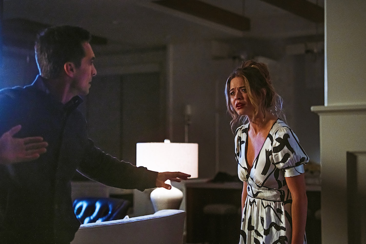 [L-R] Nestor Carbonell as “David” and Sasha Pieterse as “Anna” in the thriller, THE IMAGE OF YOU. Photo courtesy of Republic Pictures (a Paramount Pictures label).  