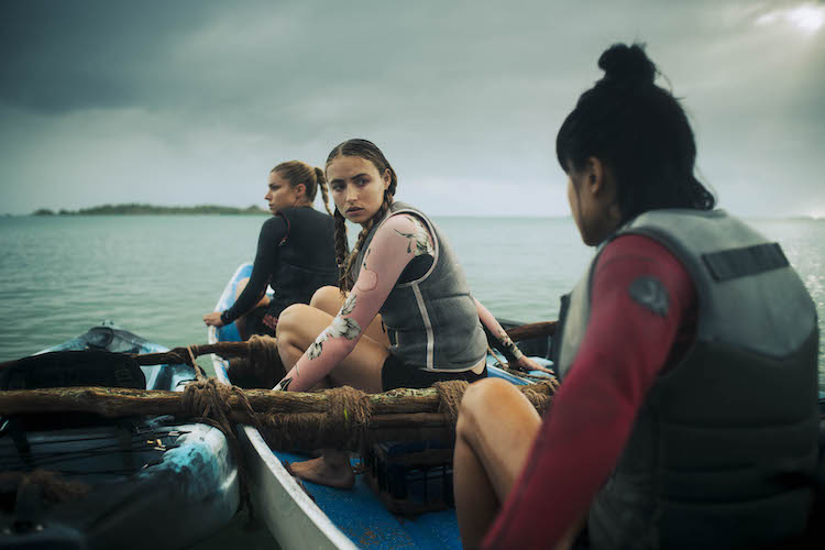  (L-R) Teressa Liane as Nic, Saskia Archer as Annie and Ann Truong as Jodie in the horror film,  THE REEF: STALKED, an RLJE Films/SHUDDER release. Photo courtesy of RLJE Films and Shudder