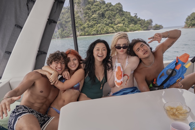 [L-R] Gavin Casalegno as "Greg" , Tommi Rose as "Adrienne" , Lana Condor as "Max" , Kathryn Newton as "Sara" and Nico Hiraga as &ldquo;James&rdquo; in the horror thriller, THE DEVIL'S MOUTH, from Amazon MGM studios. Photo credit Amazon MGM Studios 2026.